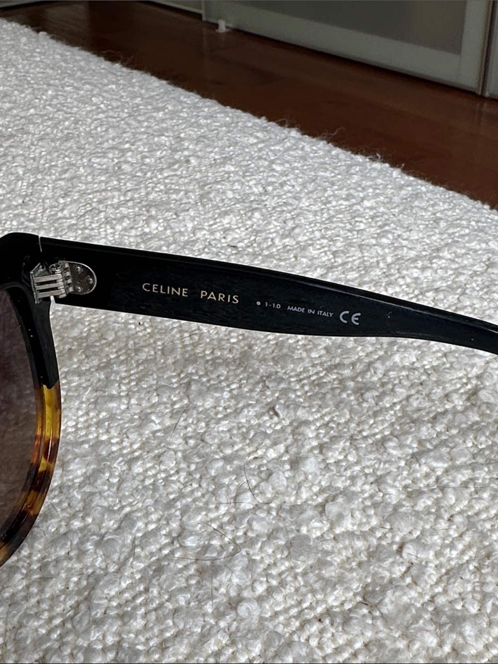 Celine Two-Tone Shield Sunglasses in Black & Tortoise Shell (CROOKED) - Picture 4 of 5